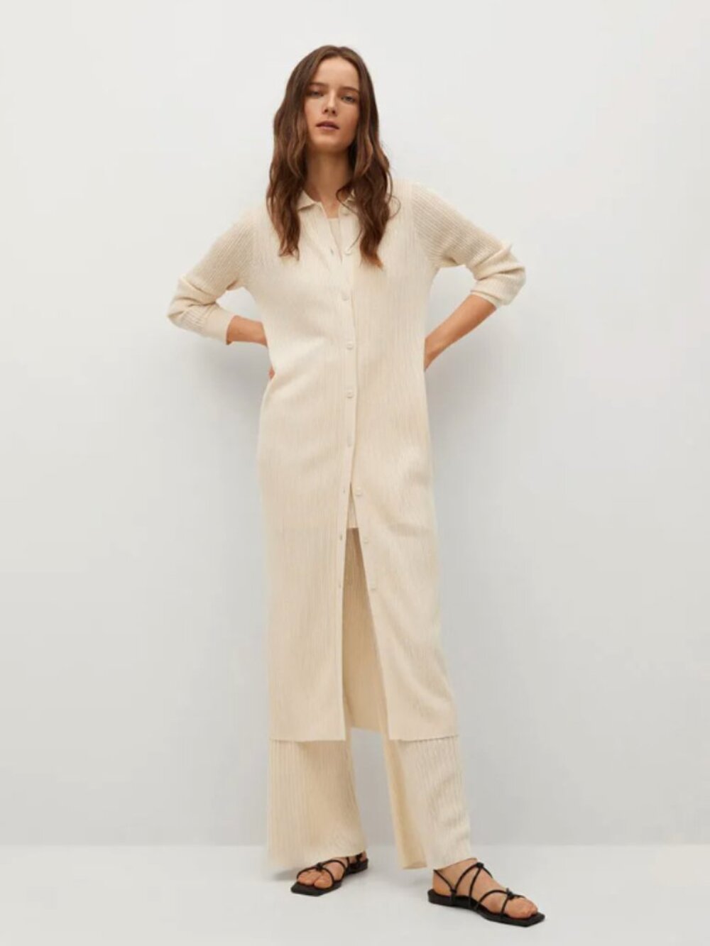 MANGO Long pleated cardigan